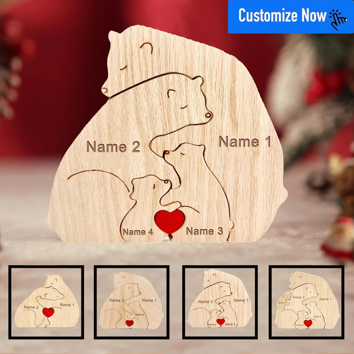 Custom Engraved Family Wooden Ornaments